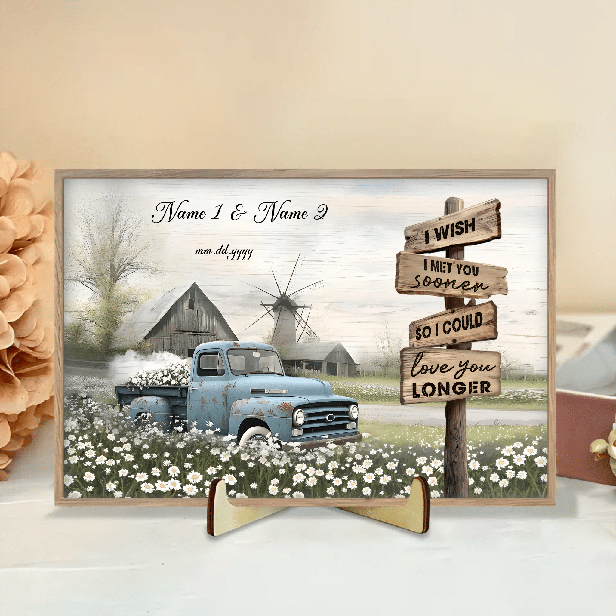 Best Couple Wedding Anniversary Gifts Farmhouse Old Truck Wooden Plaque 710376 - DiyGiftly