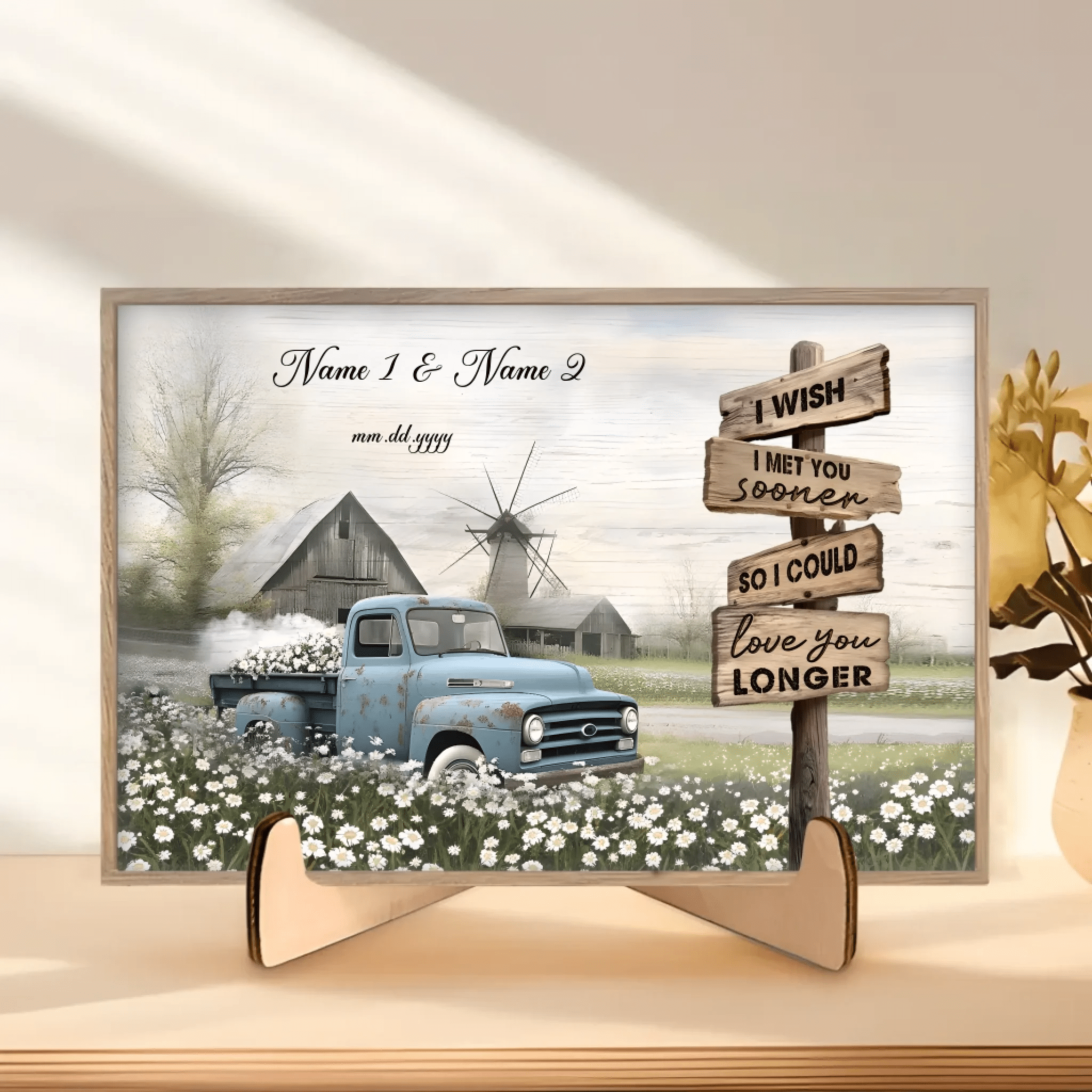 Best Couple Wedding Anniversary Gifts Farmhouse Old Truck Wooden Plaque 710376 - DiyGiftly