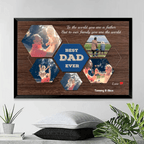 Best Dad Ever Custom Photo Collage - Customizable Dark Wood Style Background Canvas 733404 - 734551 - DiyGiftly