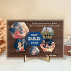Best Dad Ever Custom Photo Collage - Customizable Dark Wood StyleBackground Wooden Plaque 733404 - DiyGiftly