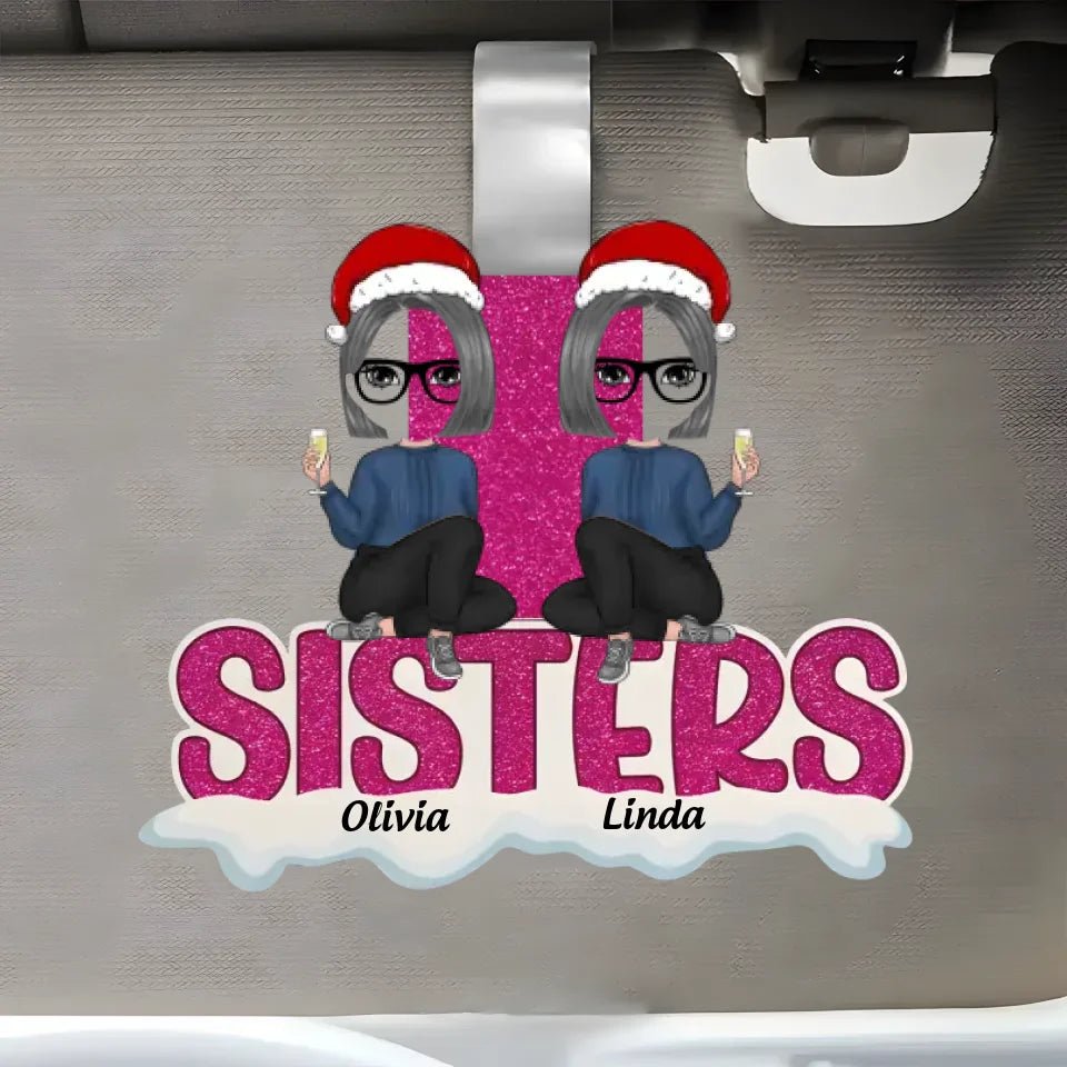 personalized design bestie together car visor clip gift for best friend