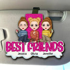 bestie together car visor clip personalized design wooden