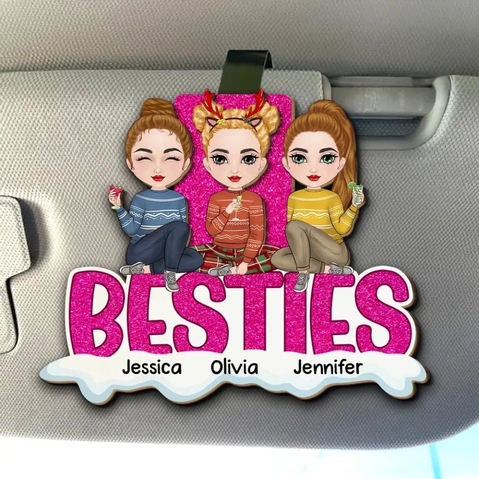 bestie together car visor clip gift for best friend