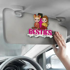 personalized design bestie together car visor clip wooden
