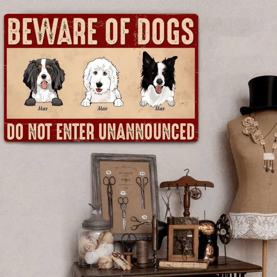 Beware Of Dogs - Personalized Metal Sign 719502 - DiyGiftly