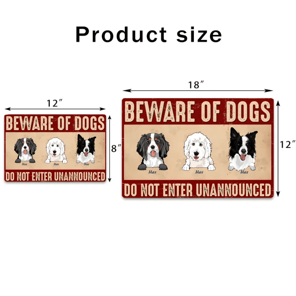 Beware Of Dogs - Personalized Metal Sign 719502 - DiyGiftly