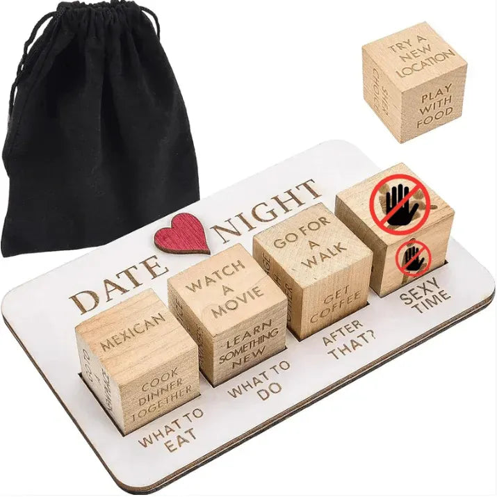 Wooden Dice Naughty Couple Dice Game for Him Funny Portable Couple Dice Kit for Adults Women Men Girlfriend Boyfriend Valentine's Day