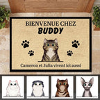Bienvenue personnalisée à la Maison du Chat French - Funny Personalized Cat Decorative Mat 684526 - DiyGiftly