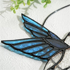 Blue Glass Bird Suncatcher with Yellow Flower Window Decor Handmade Gift - DiyGiftly
