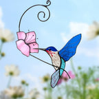 Bluebird with Flower Glass Suncatcher – Elegant Hanging Decoration - DiyGiftly
