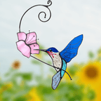 Bluebird with Flower Glass Suncatcher – Elegant Hanging Decoration - DiyGiftly