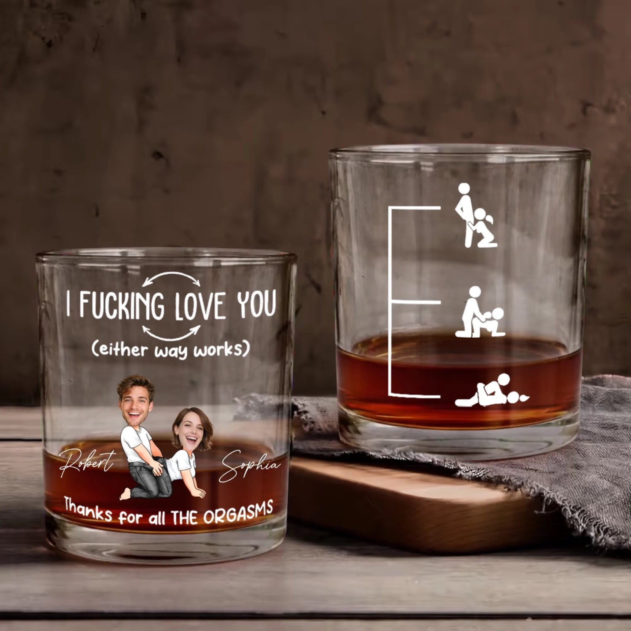 Bold Romantic Statement Custom Funny Message Whiskey Glass - Personalized Engraved Name & Text Elegant Barware Quality Spicy Anniversary Gift Gifts for Husband 1110342 - DiyGiftly