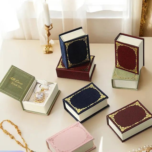 Book Shape Jewelry Box Ring Box Necklace Box Multicolor Gift Box Gift For Lover For Her (Box Only No Jewelry Included) - DiyGiftly