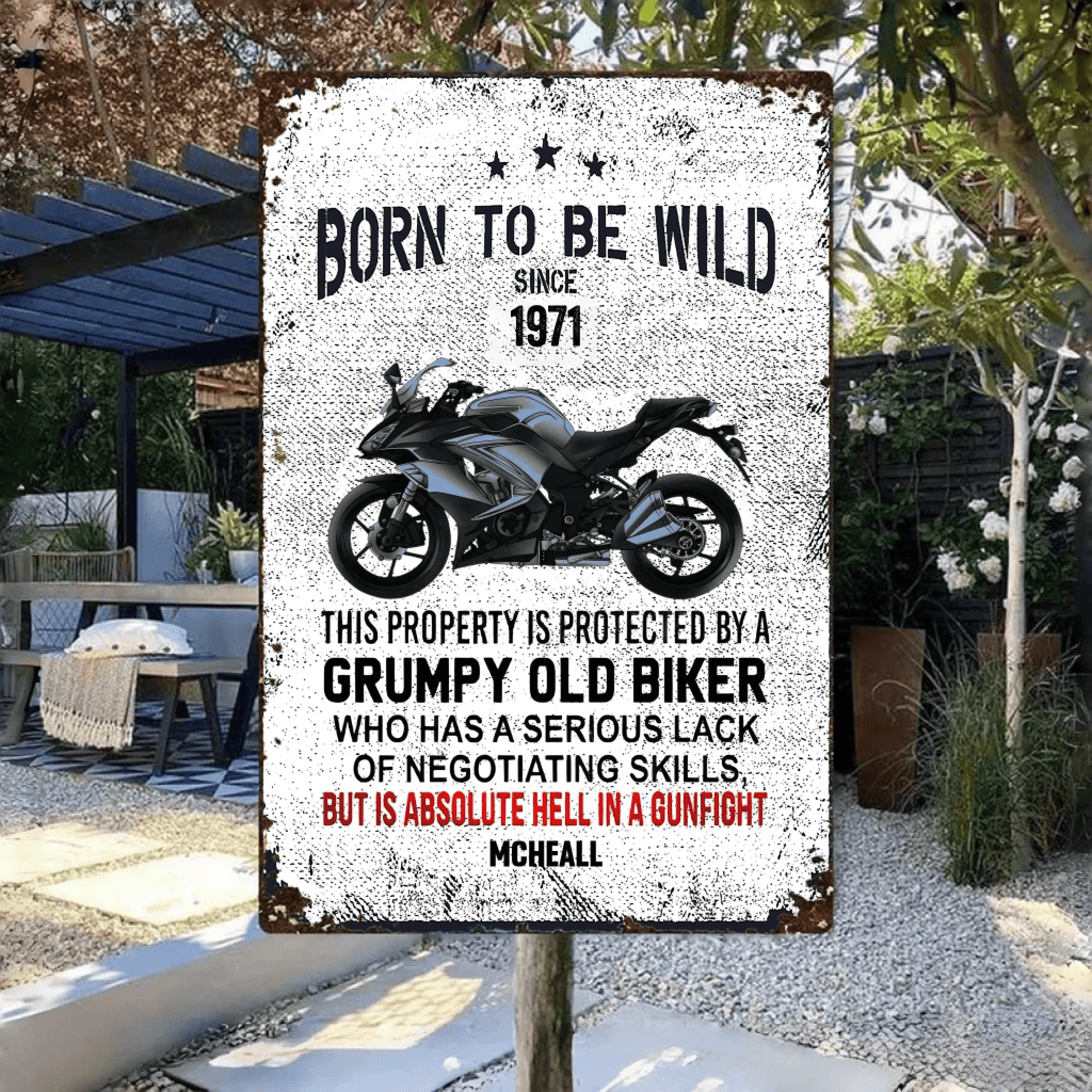 BORN TO BE WILD - Gift for a Biker - Personalized Custom Metal Sign 741216 - 742060 - DiyGiftly
