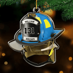 Firefighter Helmet Ornament Personalized with Name and Number Custom Fireman Decoration main image