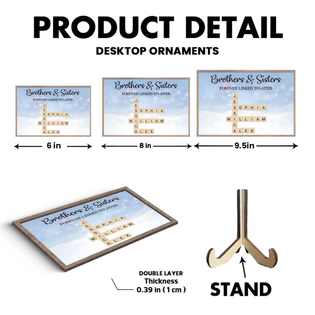 Brothers & Sisters Forever Linked Together Crossword Puzzle Art Personalized Custom Wooden Plaque, Gift For Brothers, Sisters, Siblings, Family 708111 - DiyGiftly