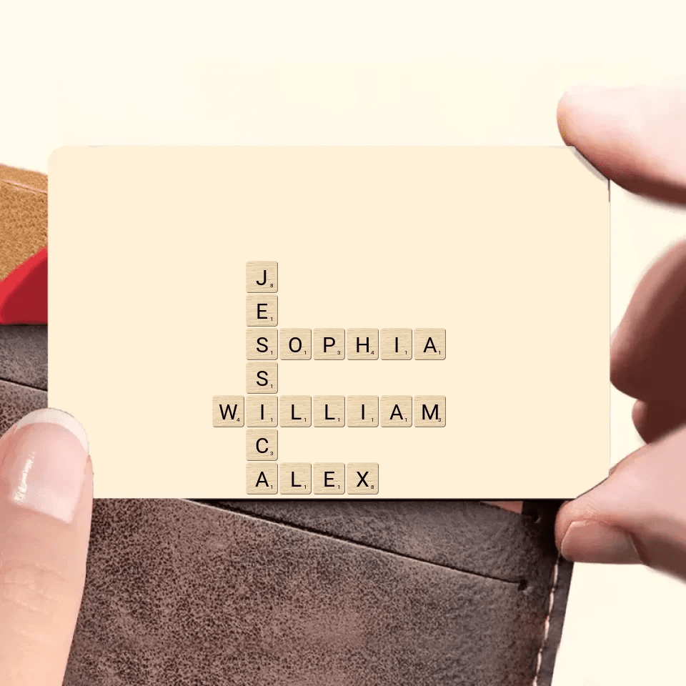 Brothers & Sisters Forever Linked Together Crossword Puzzle Art Personalized Wallet Card , Gift For Brothers, Sisters, Siblings, Family 708111 - DiyGiftly