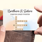 Brothers & Sisters Forever Linked Together Crossword Puzzle Art Personalized Wallet Card , Gift For Brothers, Sisters, Siblings, Family 708111 - DiyGiftly