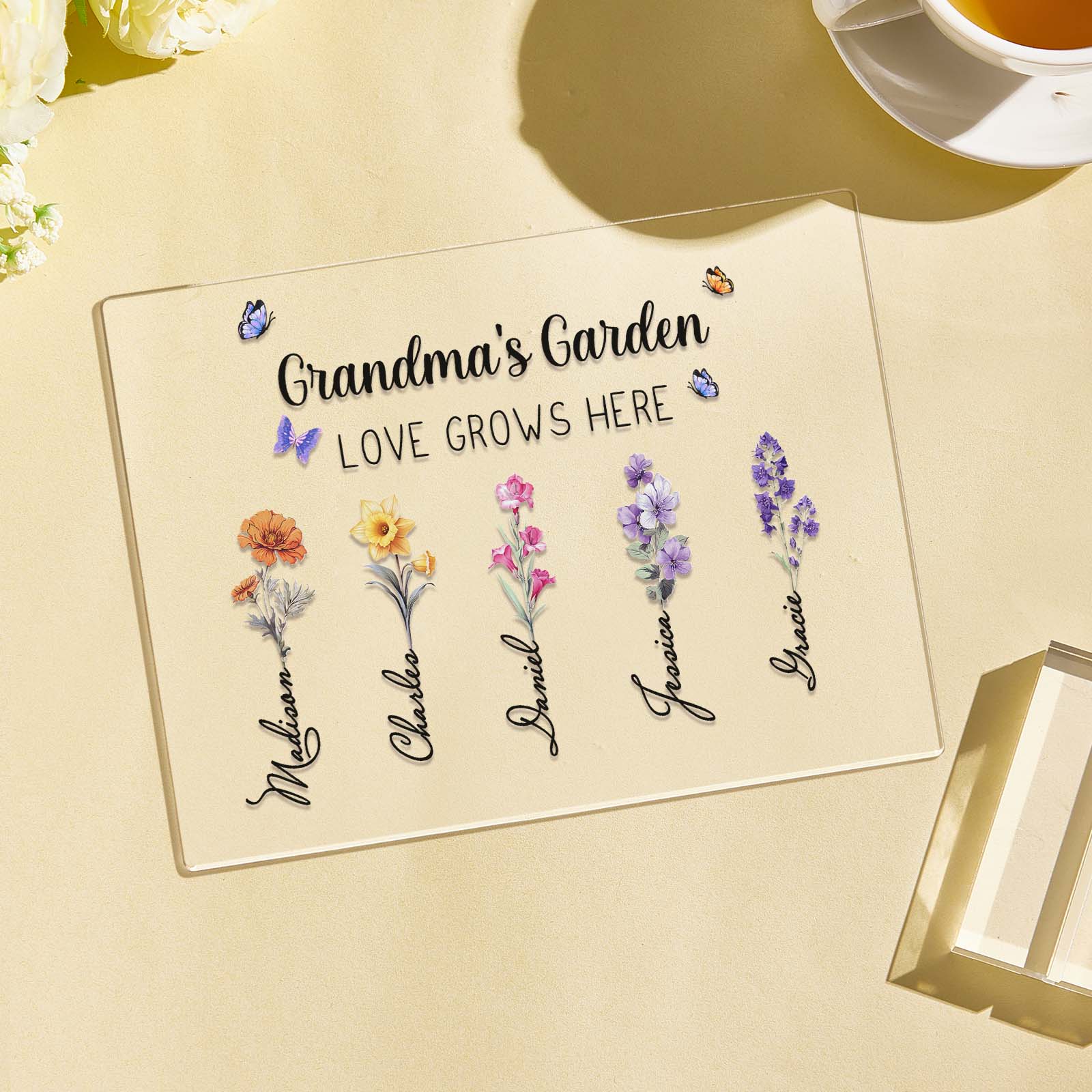 grandmas garden of love wooden plaque personalized birth flowers mothers day gift for grandma
