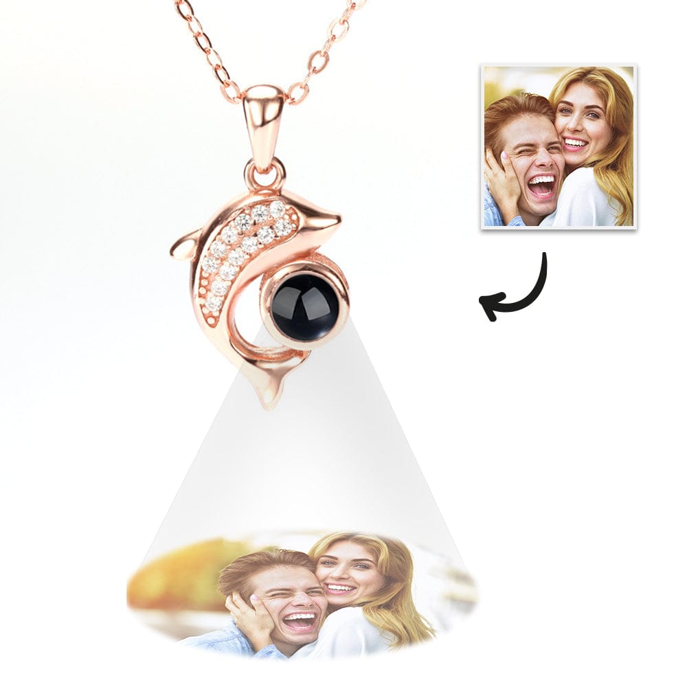 gifts for wife Love Her Always - Unique Memento - Dolphin Projection Necklace with Diamonds - gifts for wife - Christmas view