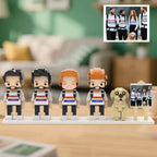 Custom Full-Body Cute Brick Figures of 4 People and Dog with Frame Personalized Anniversary Gift Birthday Gift
