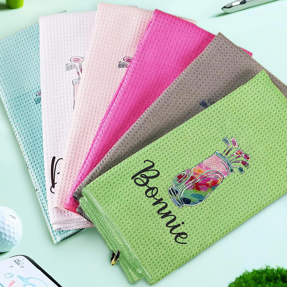 Personalized Golf Towel with Hanging Clip Golfing Clubs Golf Towel Gift for Golf Lovers