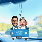 Personalized Photo Ornament in Car for Dad Funny Customized Drive Safe Daddy Acrylic Hanger Gift Idea for Husband Dad Birthday Gift