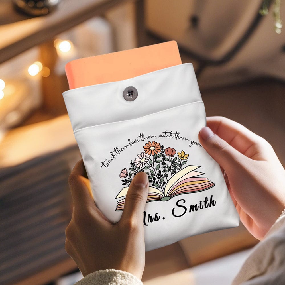 Personalized Flowers Book Cover with Pocket Book Cover Protector Appreciation Gift for Teacher