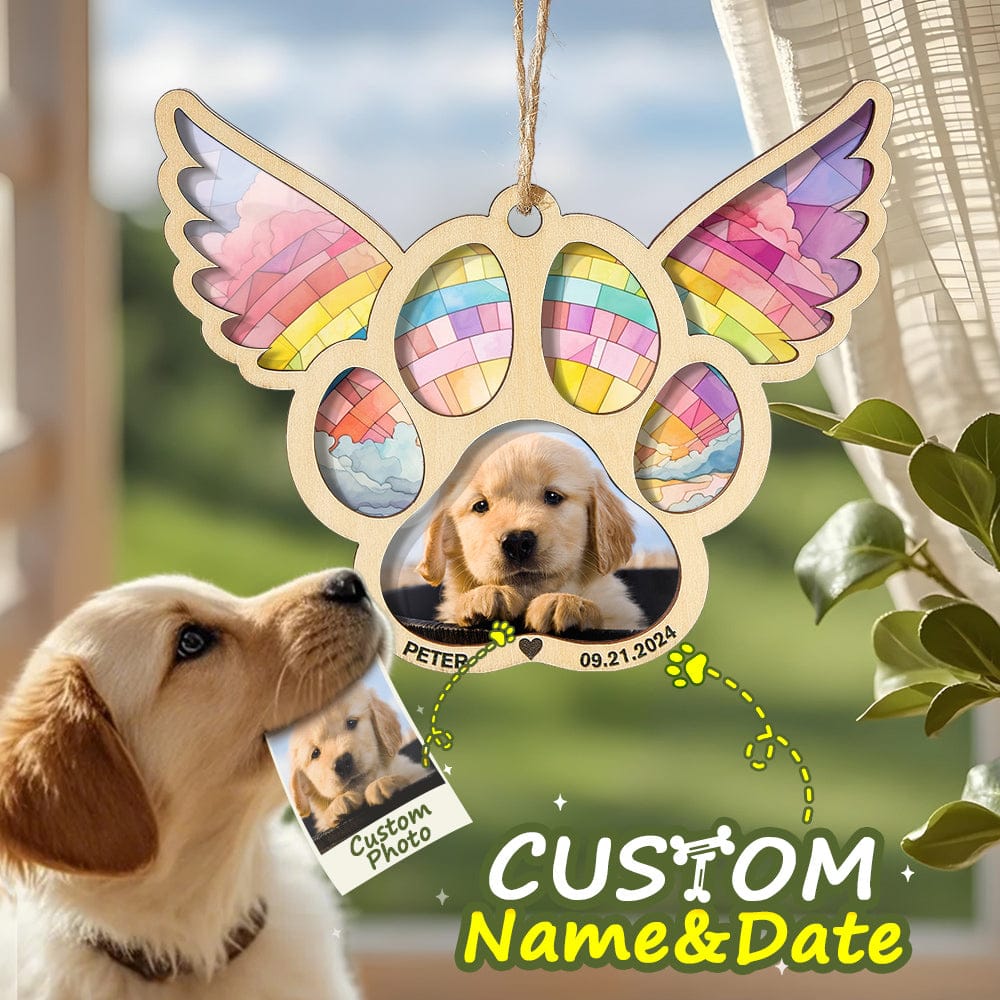 personalized photo loss of dog gift suncatcher ornament window hanging keepsake main view