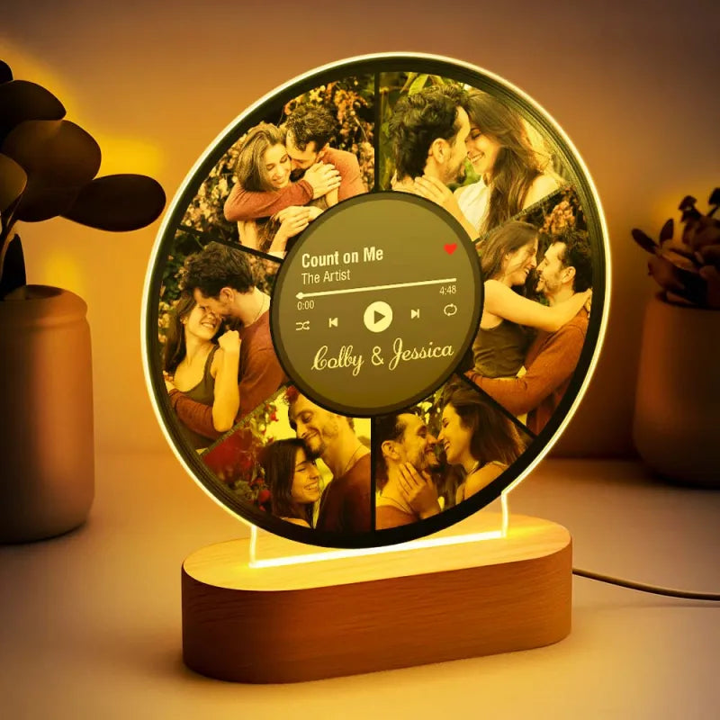 handcrafted couple photos record night light photo collage led keepsake
