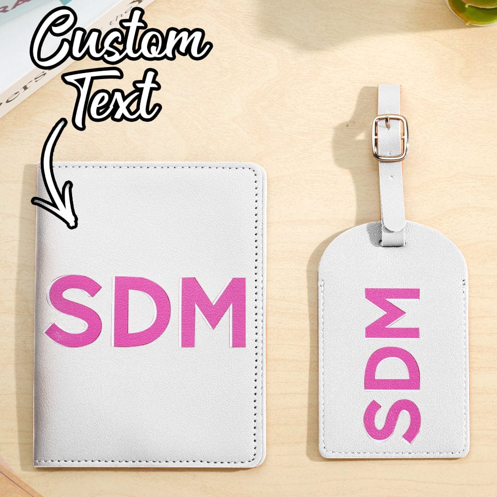 Personalized Shadow Monogram Passport Holder Luggage Tag Set Bridal Party Gift Travel Accessories