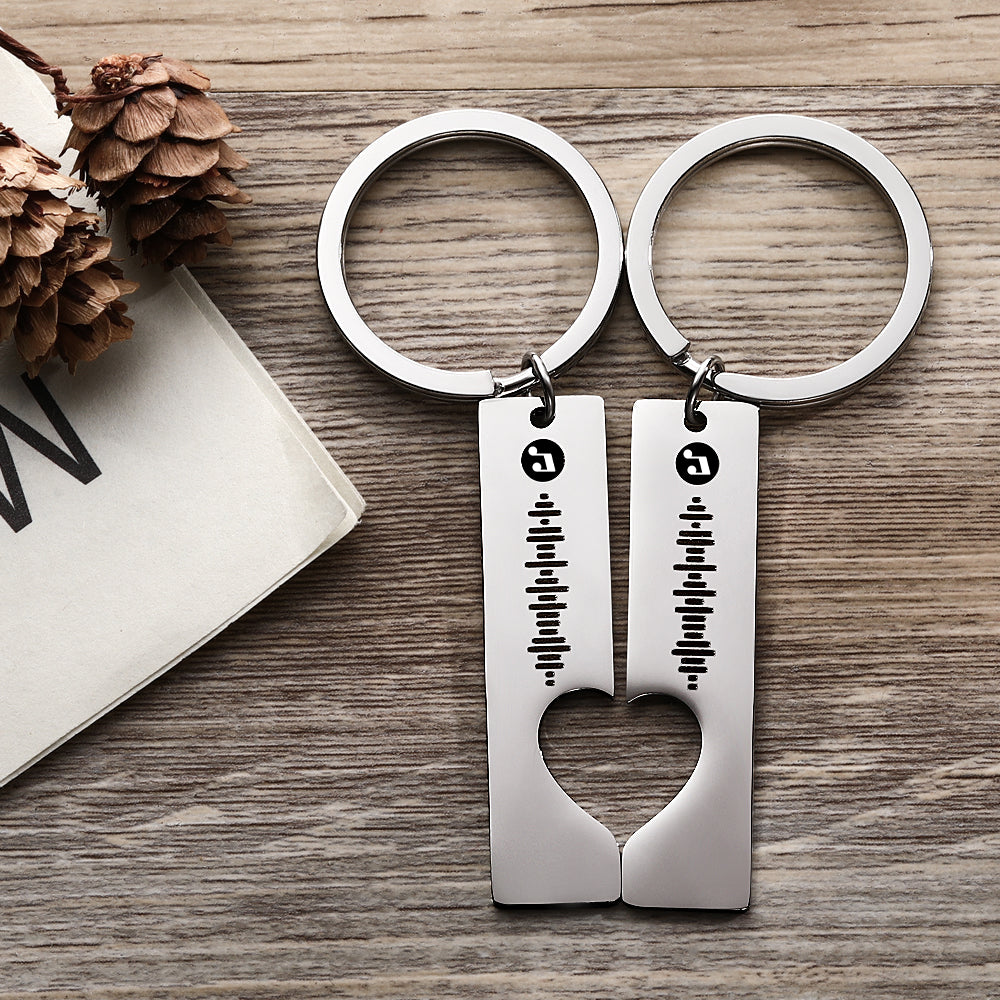 Scannable Custom Music Code Keychain 2pcs a Set