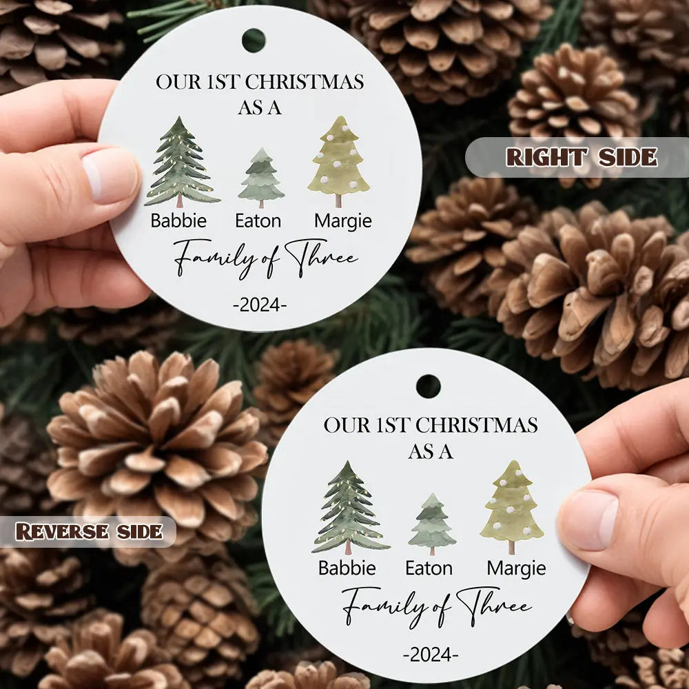 Personalized Baby's First Christmas Ornament Family of Three Christmas Ornament for Christmas Gift
