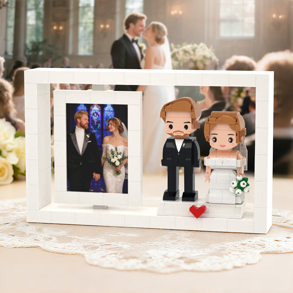 personalized full body cute brick figures 2 people frame display