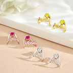 Personalized Birthstone Earrings with Name Earrings Jewelry Gift for Her