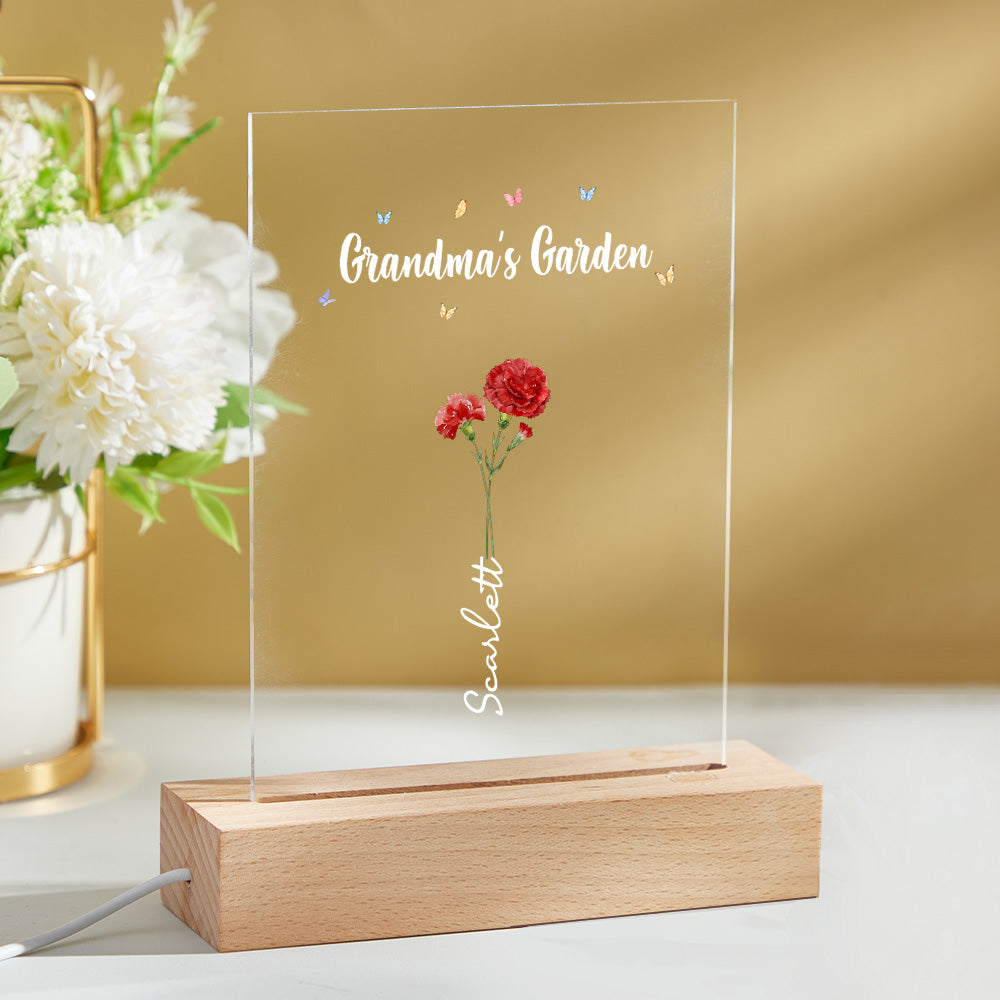 grandmas garden of love night light personalized birth flowers mothers day gift for grandma