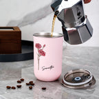 Custom Name Birth Flower Straw Coffee Cup 12oz/350ml - Personalized and Stylish