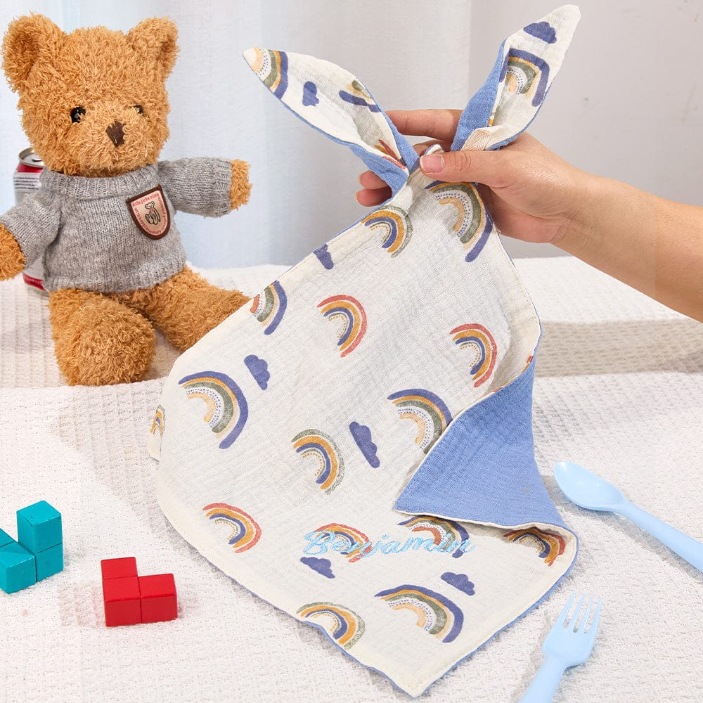 Personalized Soothe Towel Bibs Cute Soft Sleeping Towel with Embroidered Name Gifts for Baby