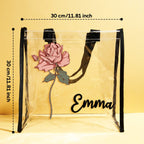 Personalized Waterproof Clear Tote Bag with Birth Flower Tote Bag Birthday Gift for Her