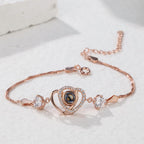 Custom Double Heart Projection Bracelet 925 Sterling Silver
