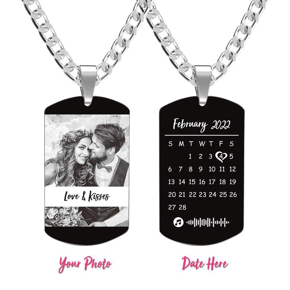 Personalized Engraved Photo Necklace With Personalized Calendar Perfect Anniversary Gifts For Lover