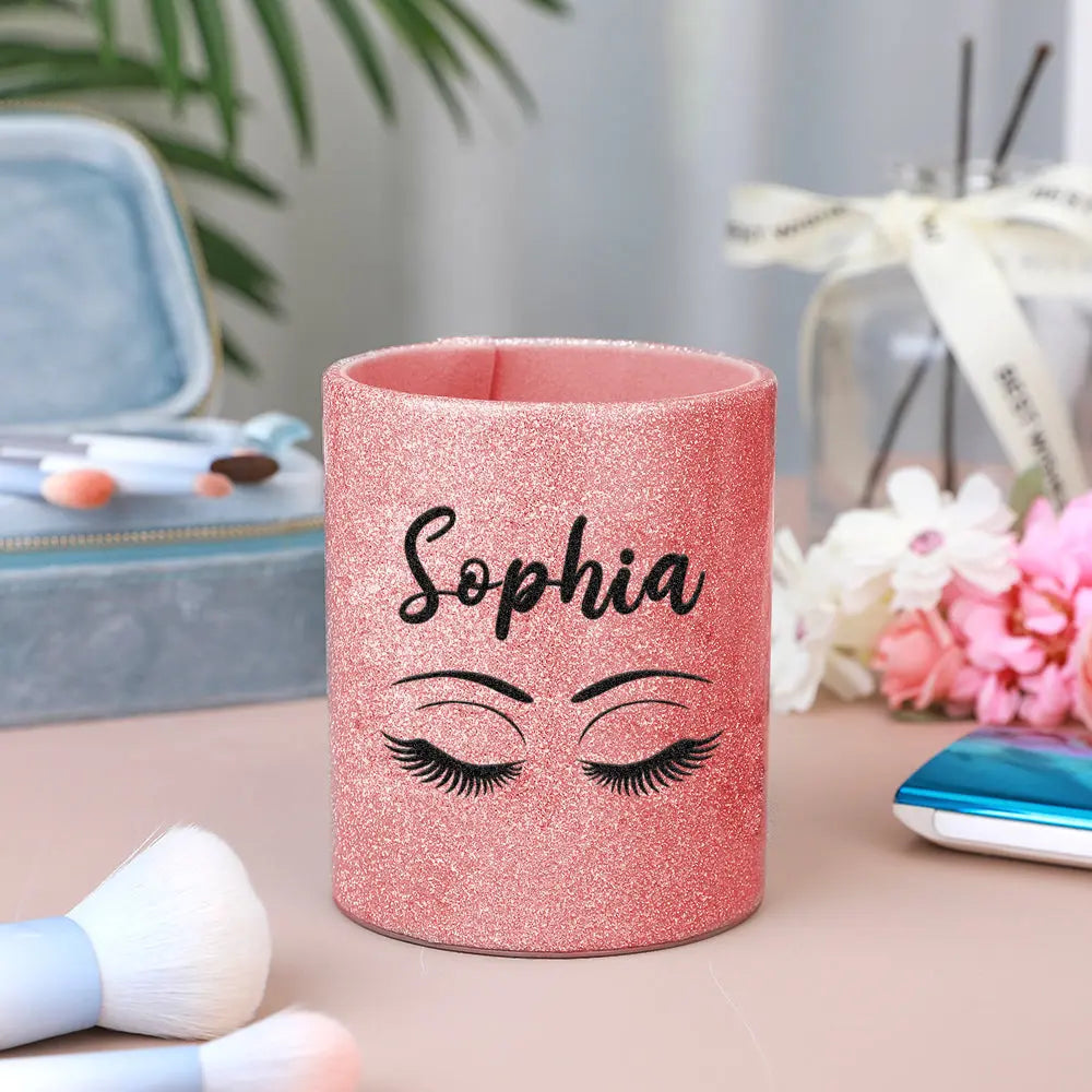 Personalized Glitter Color Make Up Brush Holder with Name Birthday Anniversary Gift for Women