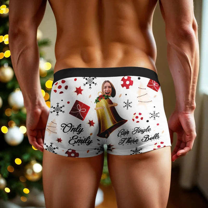 Personalized Face Boxer Only Can Jingle These Bells without Custom Belt Text Men Underwear Christmas Gift Personalized Photo Valentines Gift