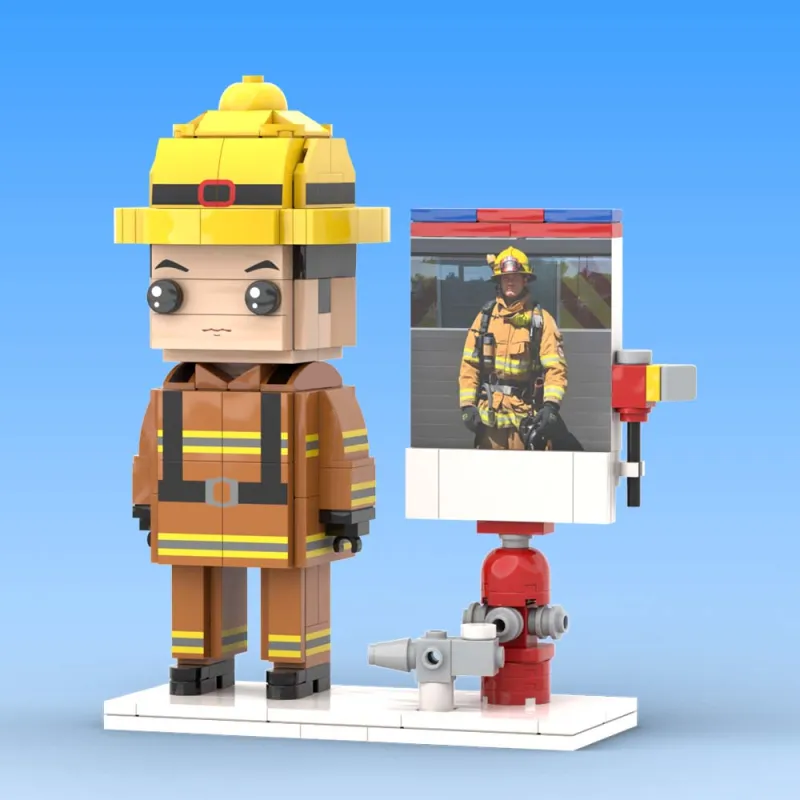 Firemen Theme Custom Brick Figure Personalized Photo Design Full Body ABS Keepsake duddu face
