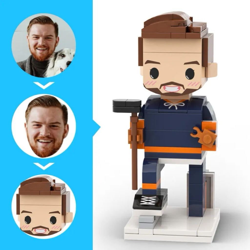 Custom Head 1 Person Cute Puckster Brick Figure Ice Hockey Theme Birthday Gift Anniversary Gift for Him