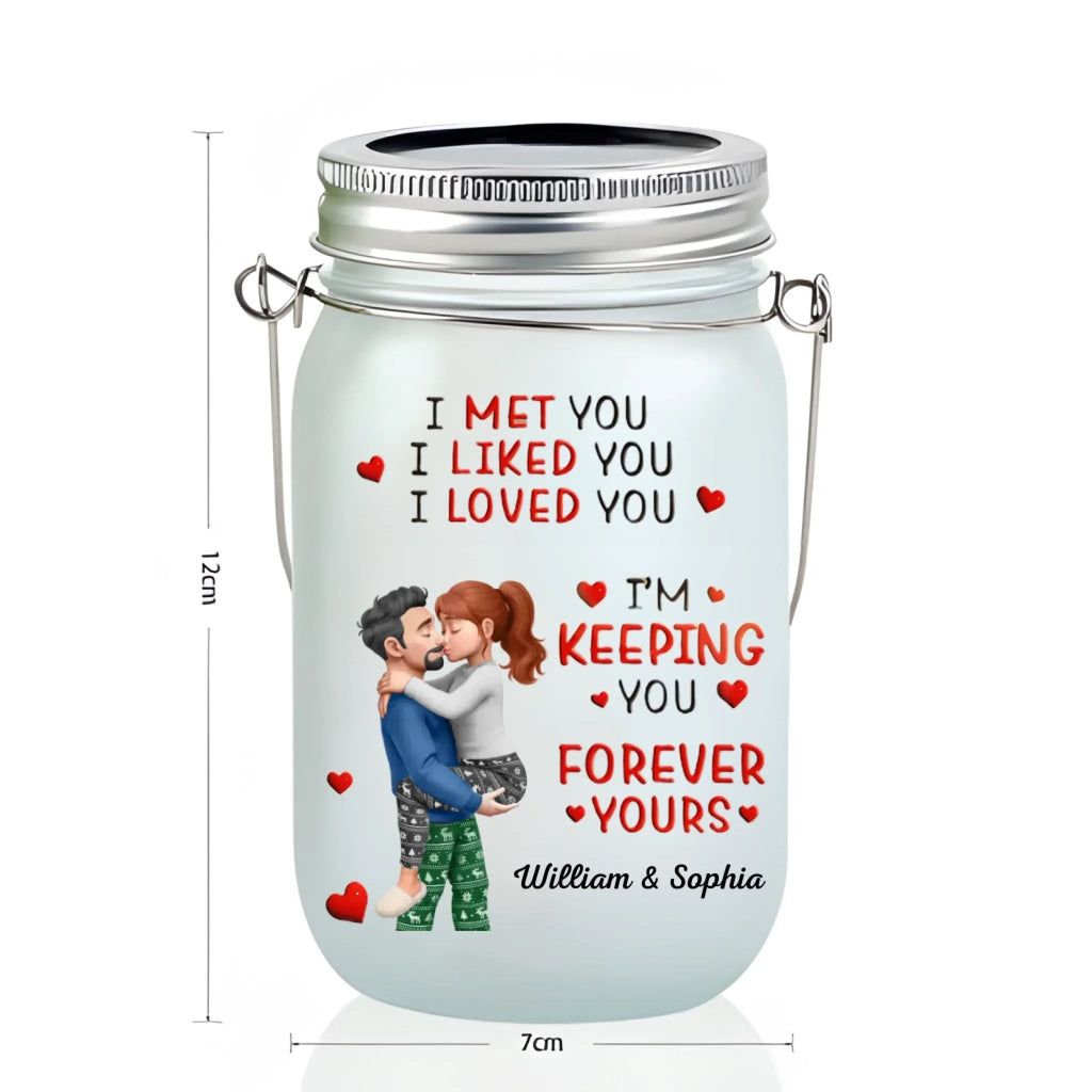 “Calendar I Met You Liked You Love You Forever” Personalized Mason Jar Light – Custom Engraved LED Glass Jar Night Light, Anniversary Gift for Couple, Romantic Date Calendar Keepsake, Custom Name & Date Bedroom Decor 1058539 - DiyGiftly