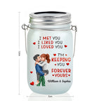“Calendar I Met You Liked You Love You Forever” Personalized Mason Jar Light – Custom Engraved LED Glass Jar Night Light, Anniversary Gift for Couple, Romantic Date Calendar Keepsake, Custom Name & Date Bedroom Decor 1058539 - DiyGiftly