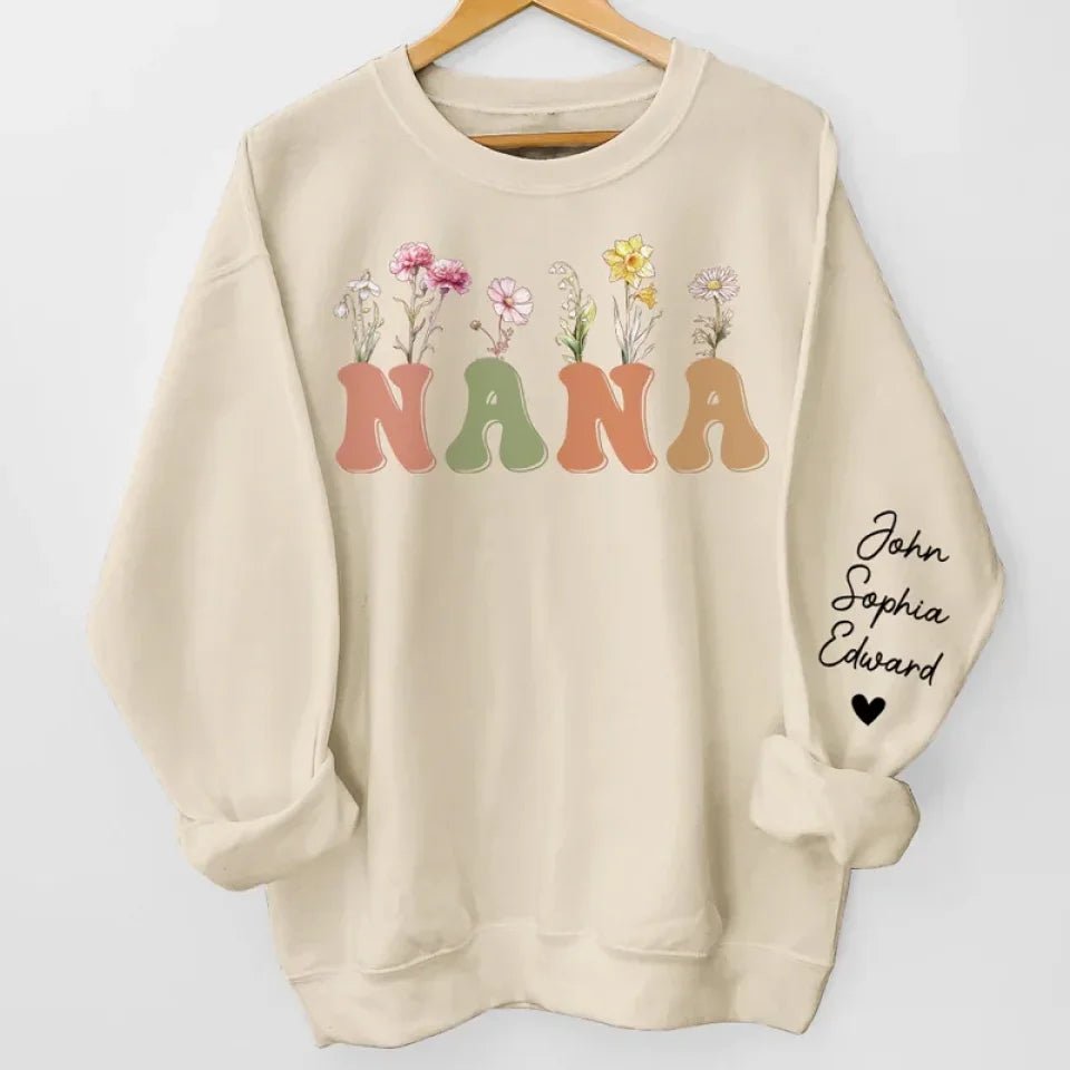 Call Me Nana - Family Personalized Custom Unisex Sweatshirt With Design On Sleeve - Birthday Gift For Mom, Grandma 684944 - 684945 - DiyGiftly
