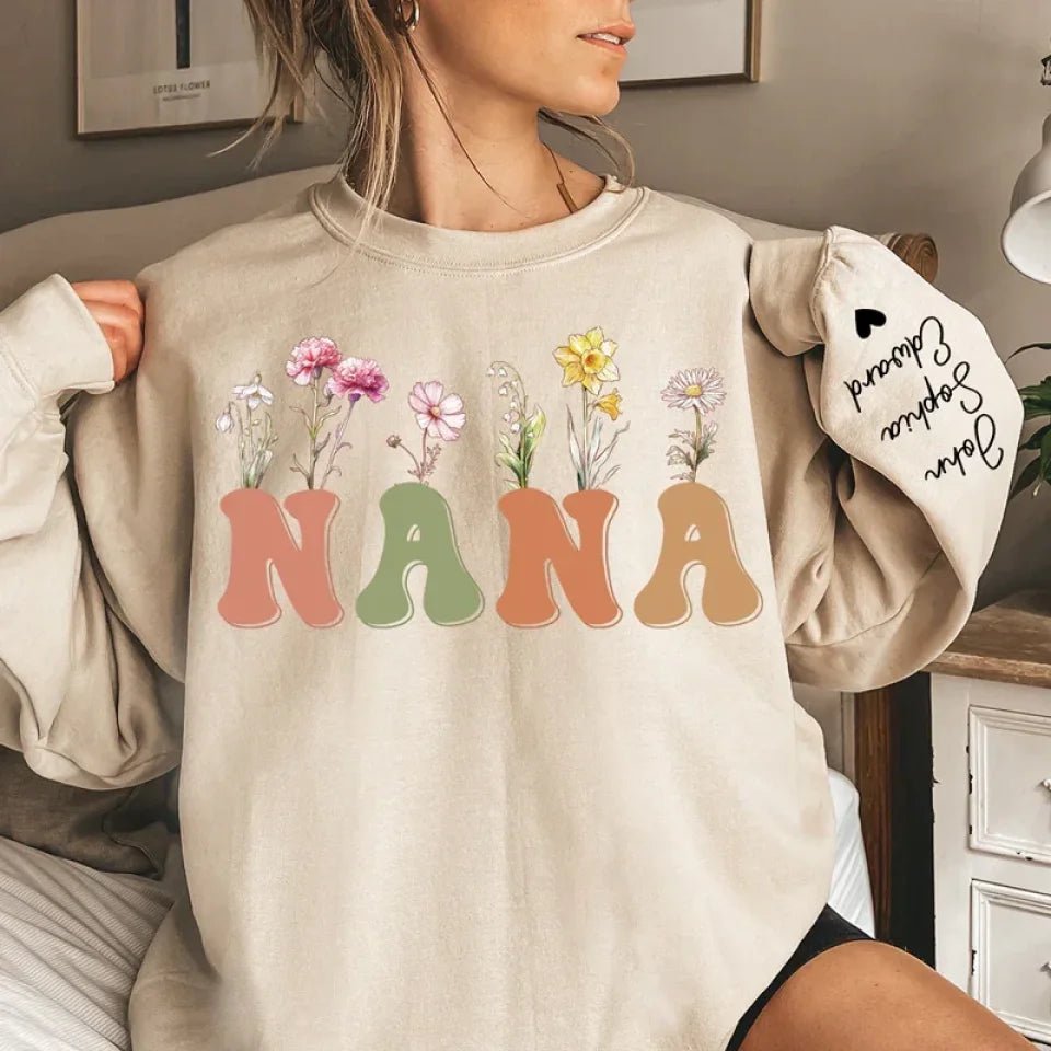 Call Me Nana - Family Personalized Custom Unisex Sweatshirt With Design On Sleeve - Birthday Gift For Mom, Grandma 684944 - 684945 - DiyGiftly