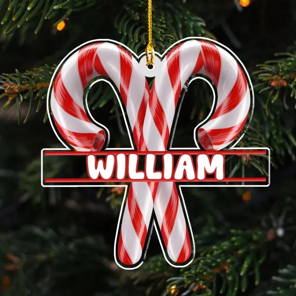 Candy Cane - Personalized Custom Acrylic Ornament 719600 - DiyGiftly